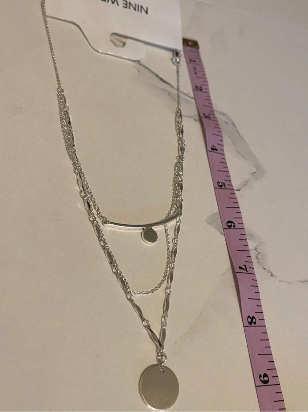 Nine West Layered Silver-Tone Disc & Bar Necklace